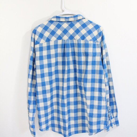 J Crew Women Plaid Shirt New XL Lightweight Homespun Button Front Blue Check - Picture 5 of 9